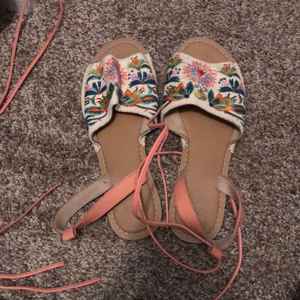 Pink floral sandals